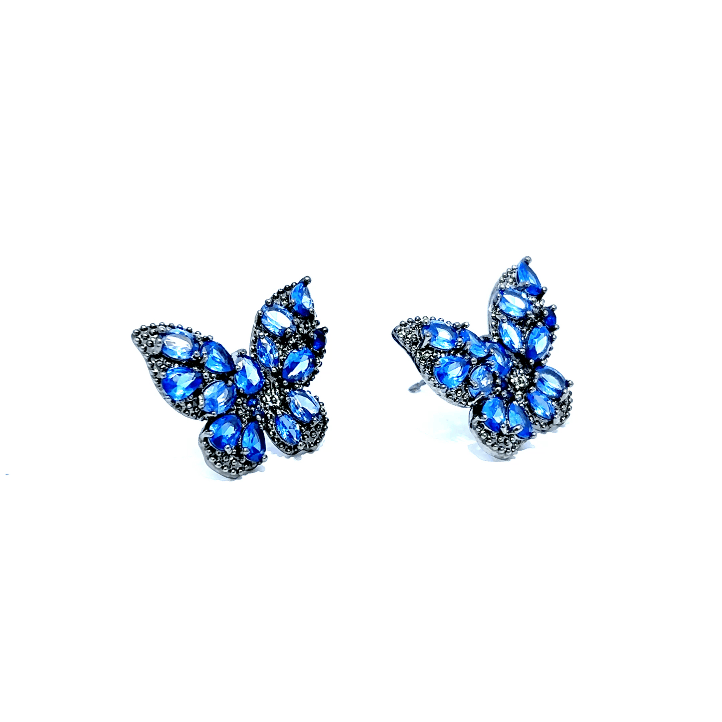 Royal Blue Sapphire Butterfly Stud Earrings
