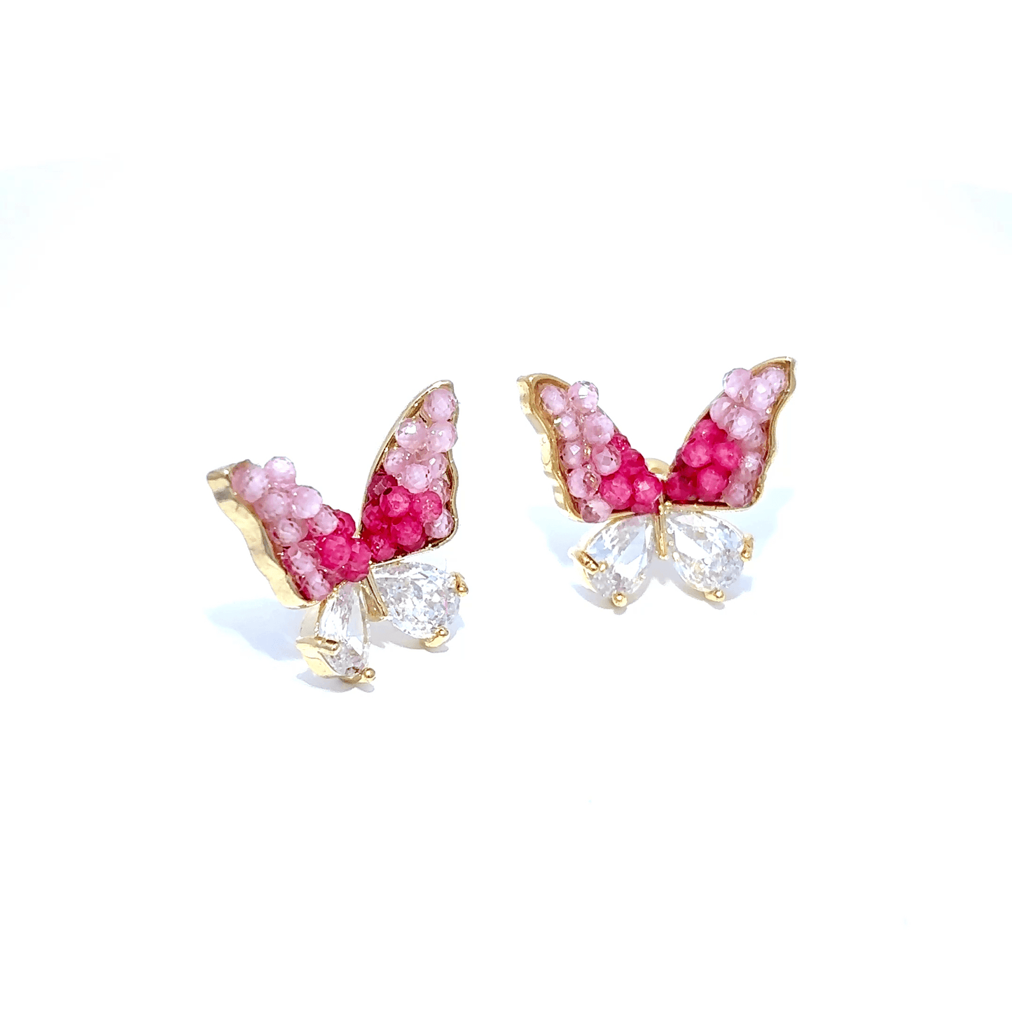 Pink Crystal Cabochon Stud Earrings