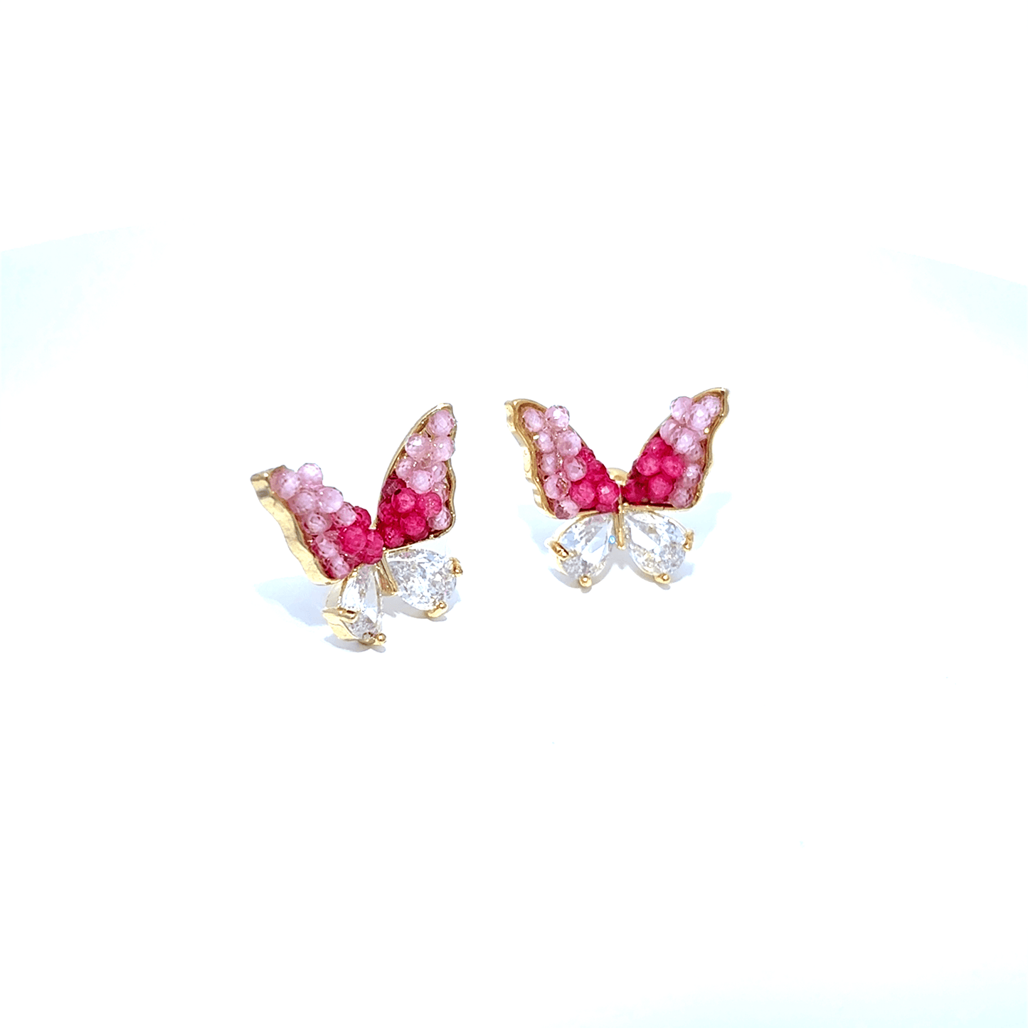 Pink Crystal Cabochon Stud Earrings