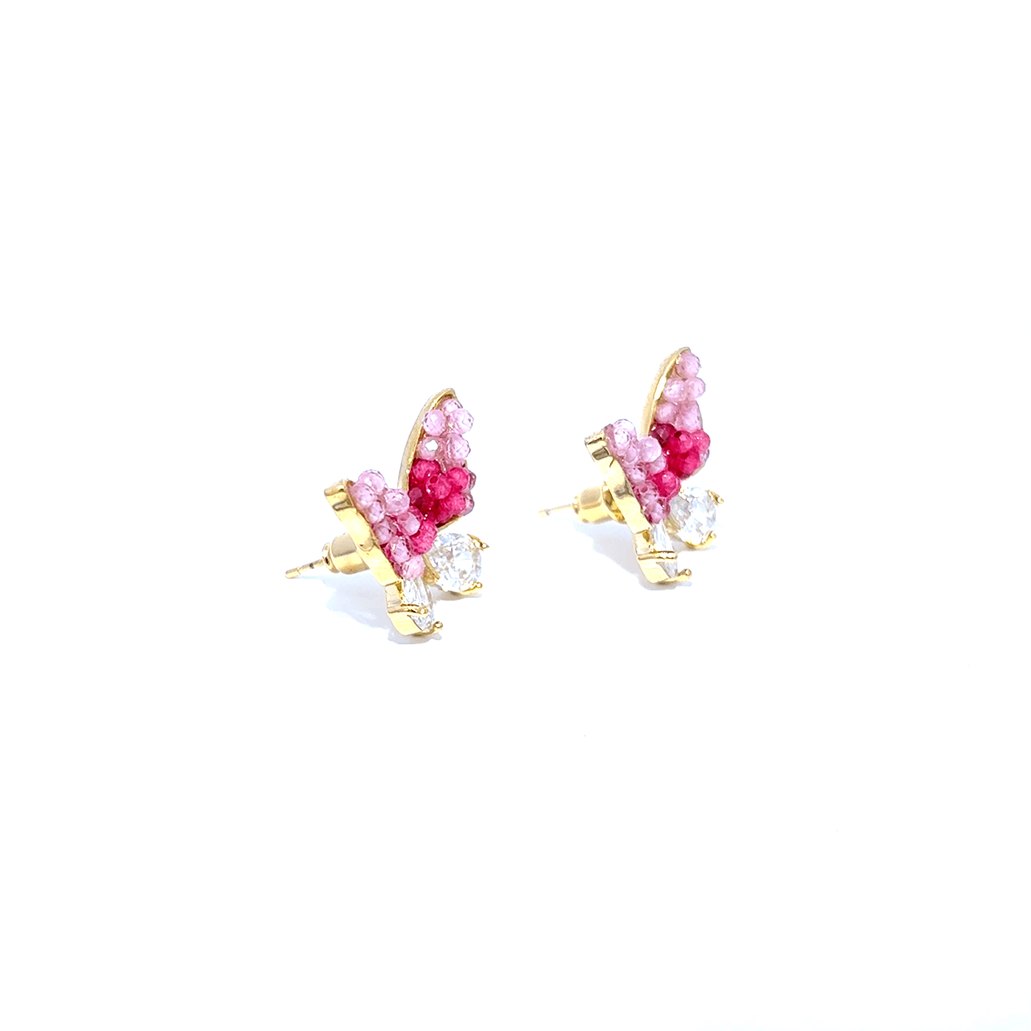 Pink Crystal Cabochon Stud Earrings