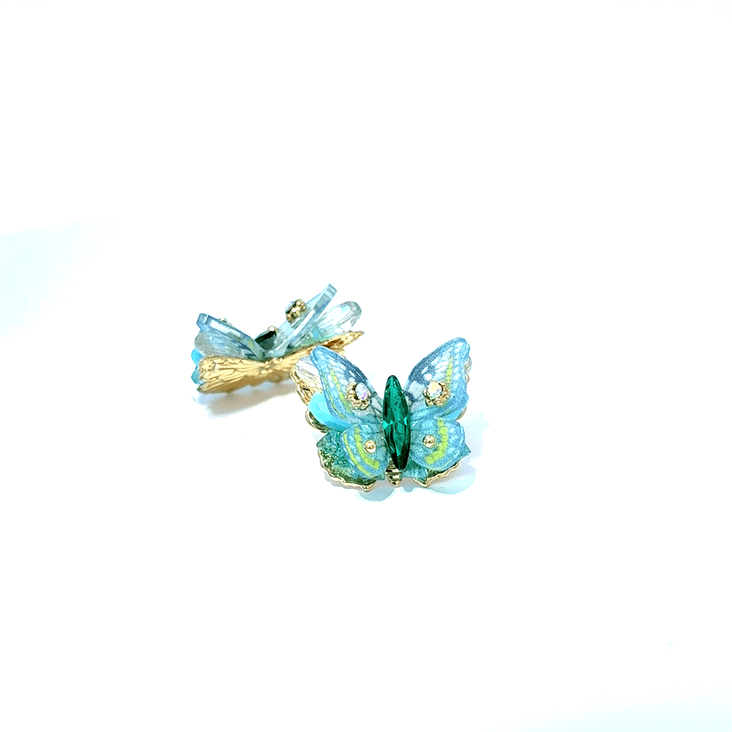 Gold Stud Earrings with Cabochon Emeralds
