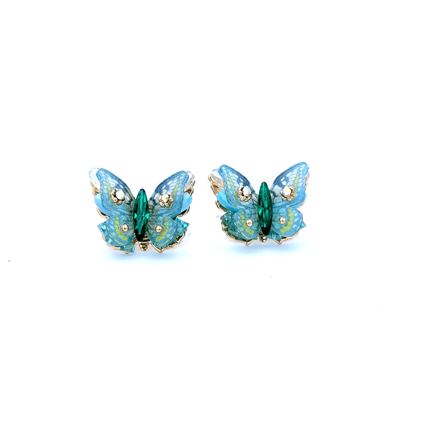 Gold Stud Earrings with Cabochon Emeralds