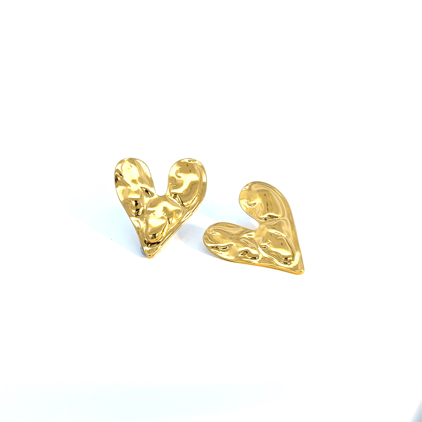 Gold Heart-Shaped Stud Earrings
