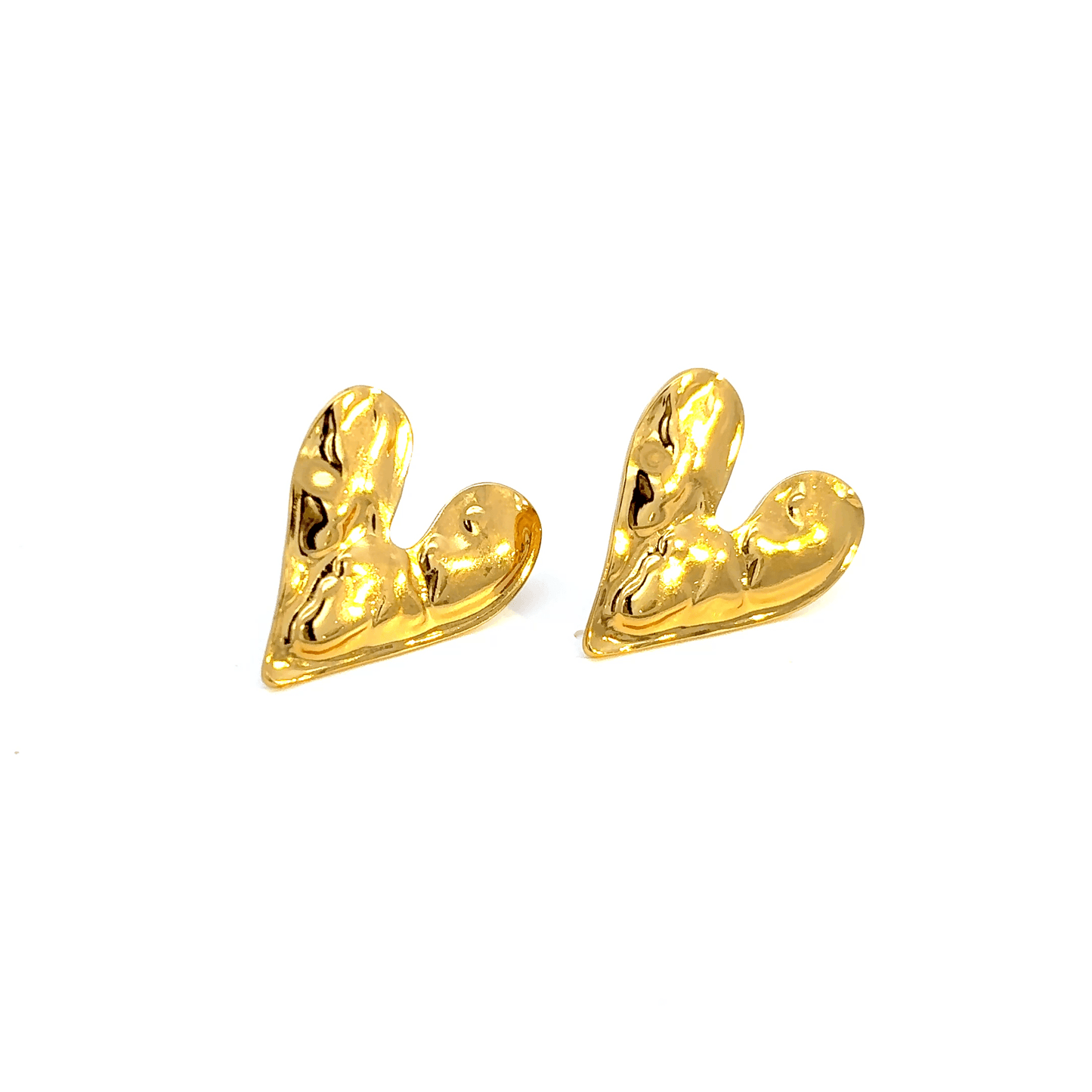 Gold Heart-Shaped Stud Earrings