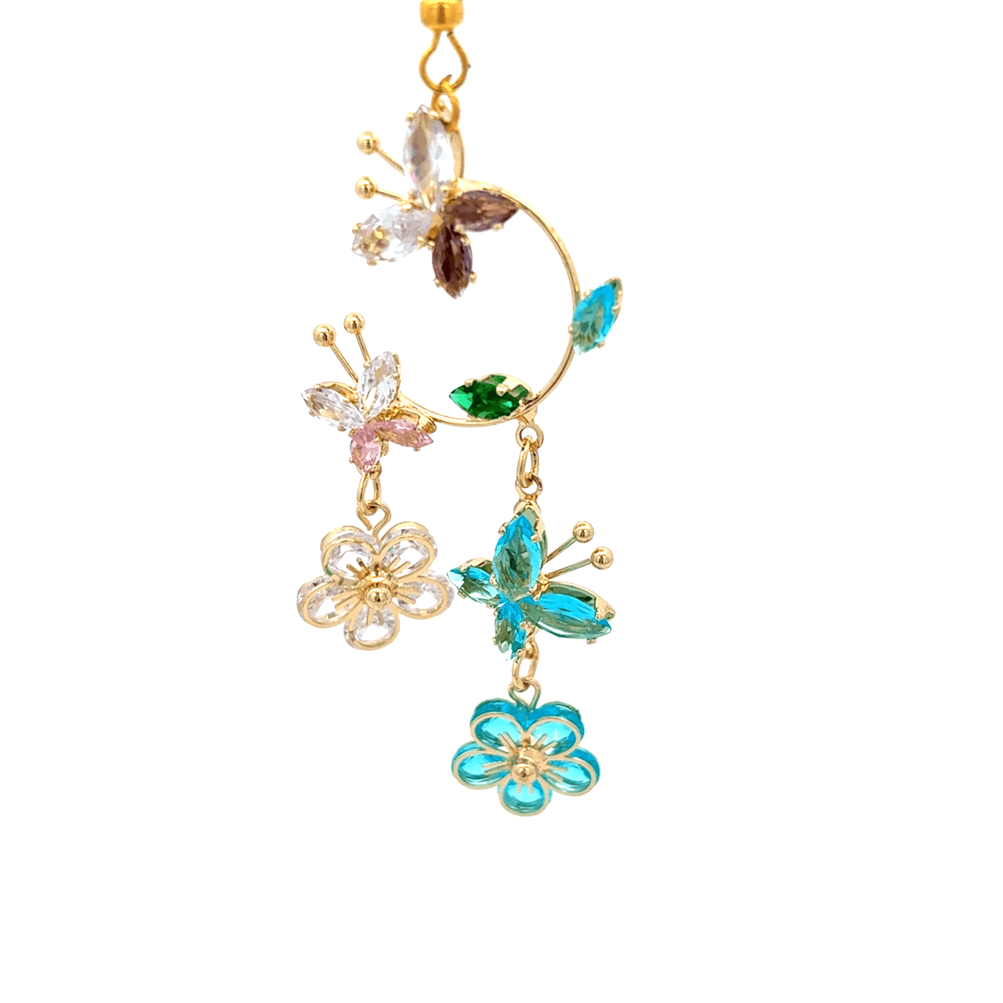 Gold Charm Necklace with Nature Inspired Amethyst Pendant with Earrings