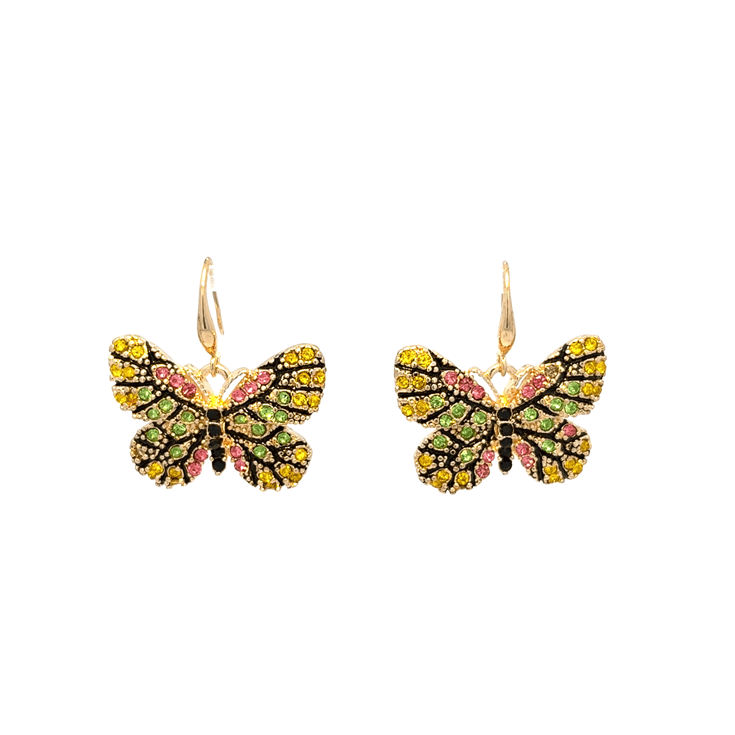 Gold Dangle Earrings with Citrine Cabochon Gemstones