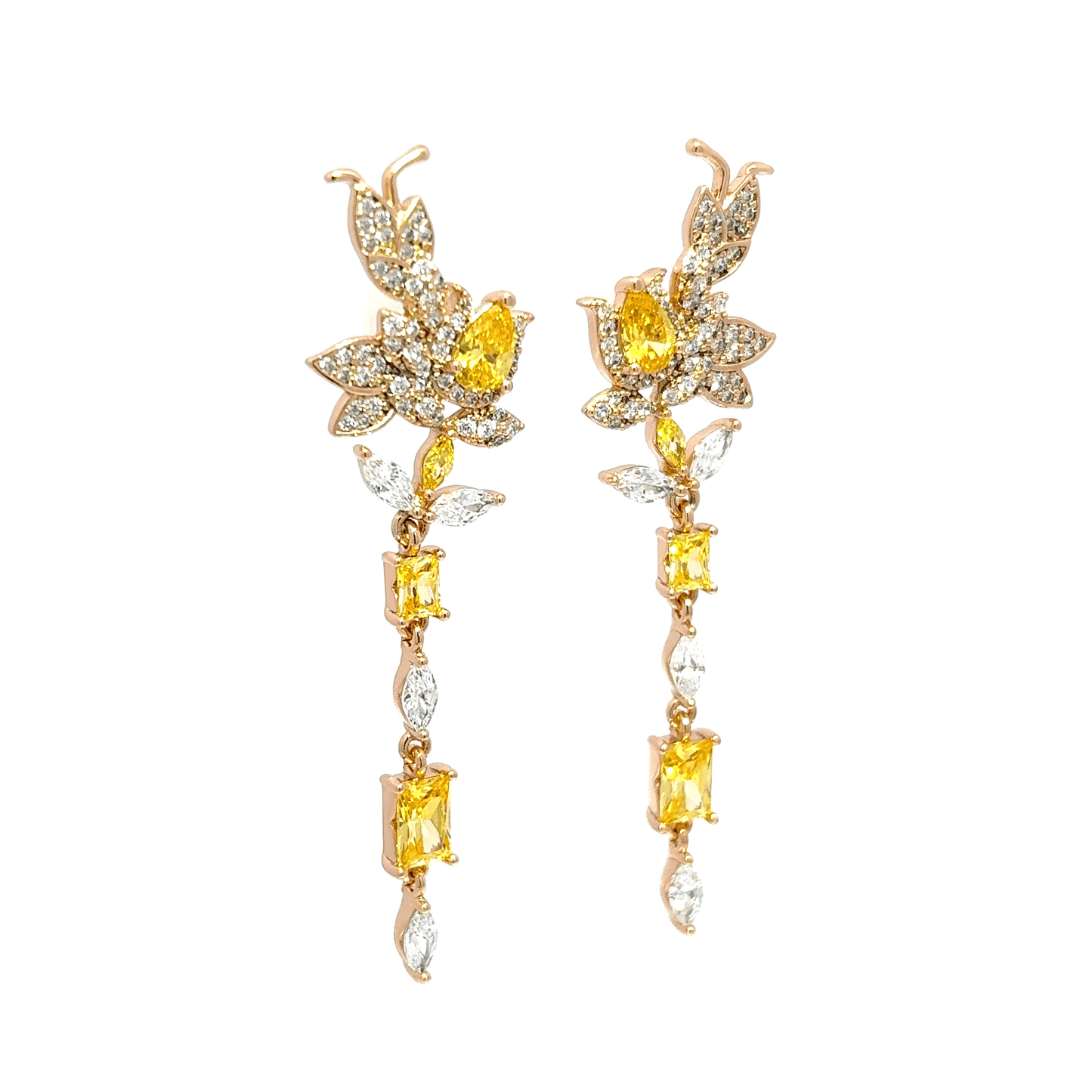 Gold Dangle Earrings with Pear-Shaped Citrine Gemstone