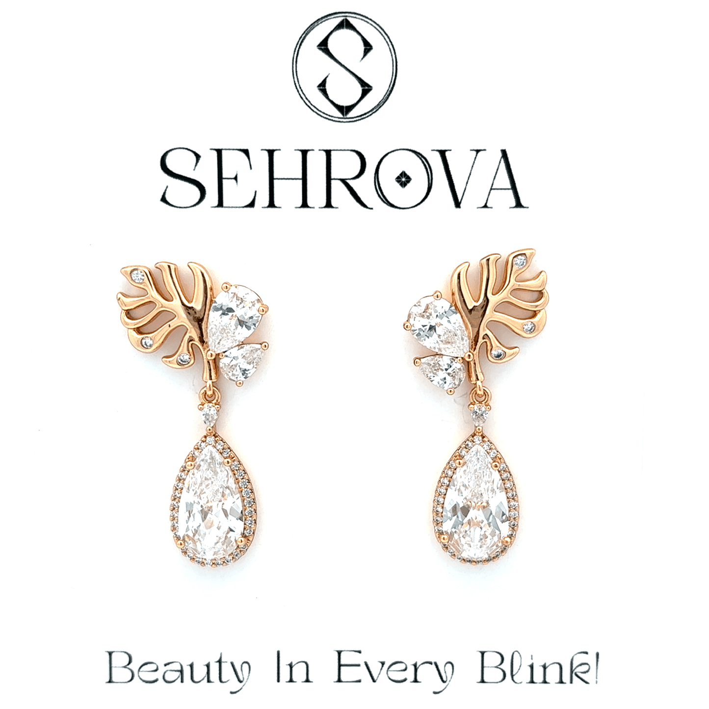Gold Drop Earrings with Pear Cut Diamonds