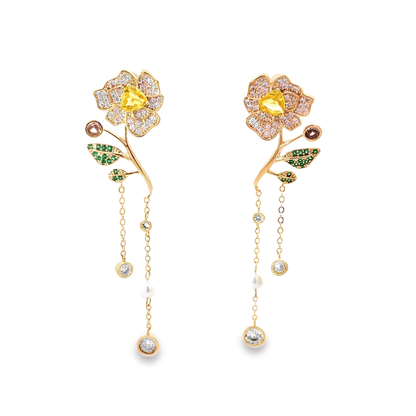 Elegant Floral Drop Earrings
