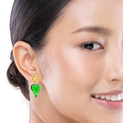 Vibrant Green Heart Earrings