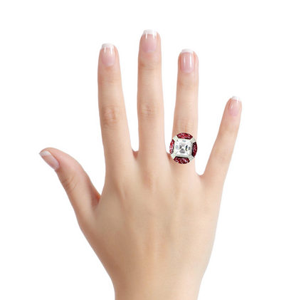 Elegant Red and Clear Gemstone Ring