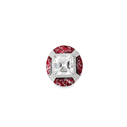Elegant Red and Clear Gemstone Ring