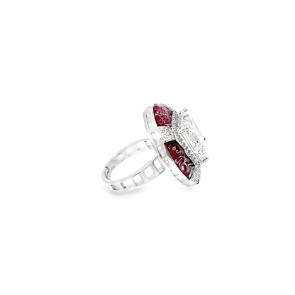 Elegant Red and Clear Gemstone Ring
