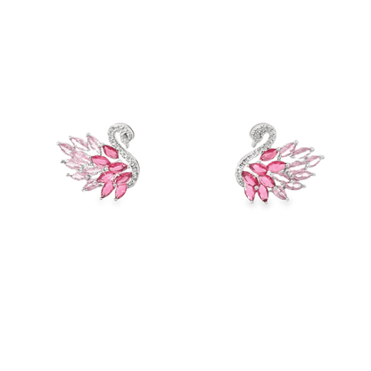 Elegant Pink Swan Studs