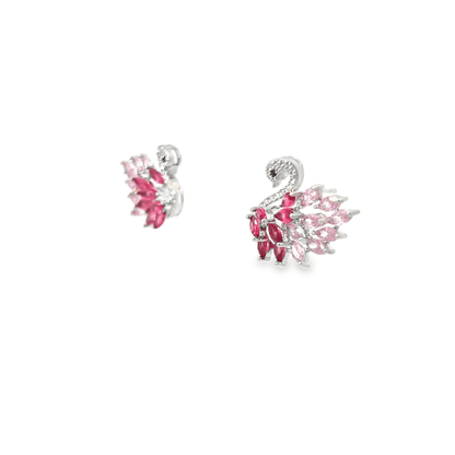 Elegant Pink Swan Studs