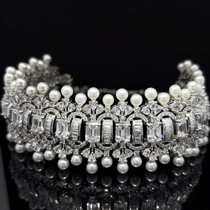 Elegant Silver and Pearl Chokar