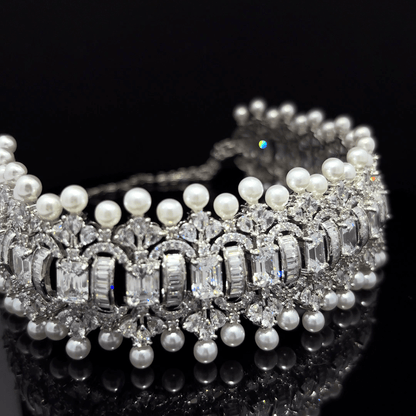 Elegant Silver and Pearl Chokar