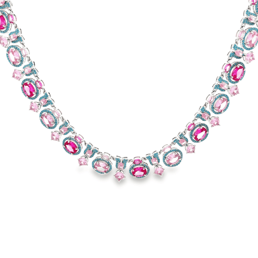 Elegant Pink and Blue Necklace