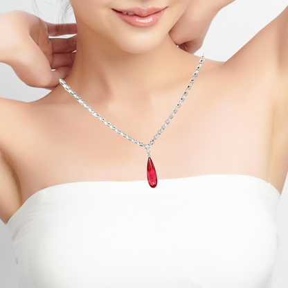 Elegant Red Rhinestone Long Pendant Style Chain