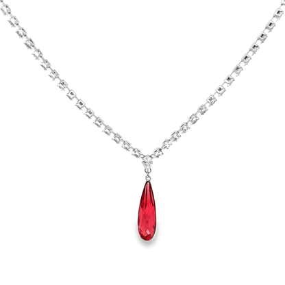 Elegant Red Rhinestone Long Pendant Style Chain