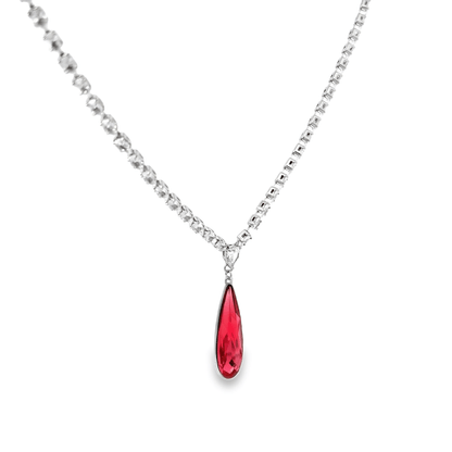 Elegant Red Rhinestone Long Pendant Style Chain