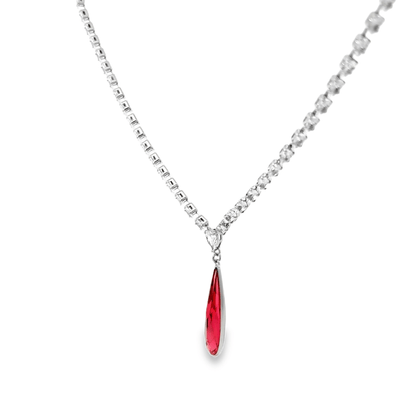 Elegant Red Rhinestone Long Pendant Style Chain