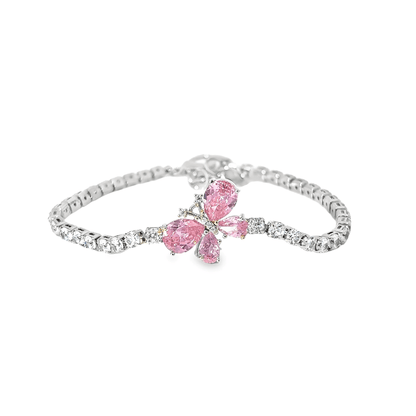 Pink Butterfly Crystal Bracelet