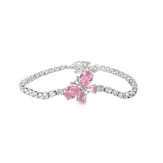 Pink Butterfly Crystal Bracelet