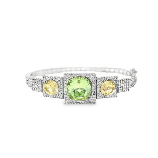 Elegant Green and Yellow Crystal Bracelet