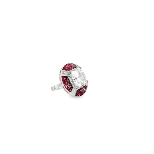 Elegant Red and Clear Gemstone Ring