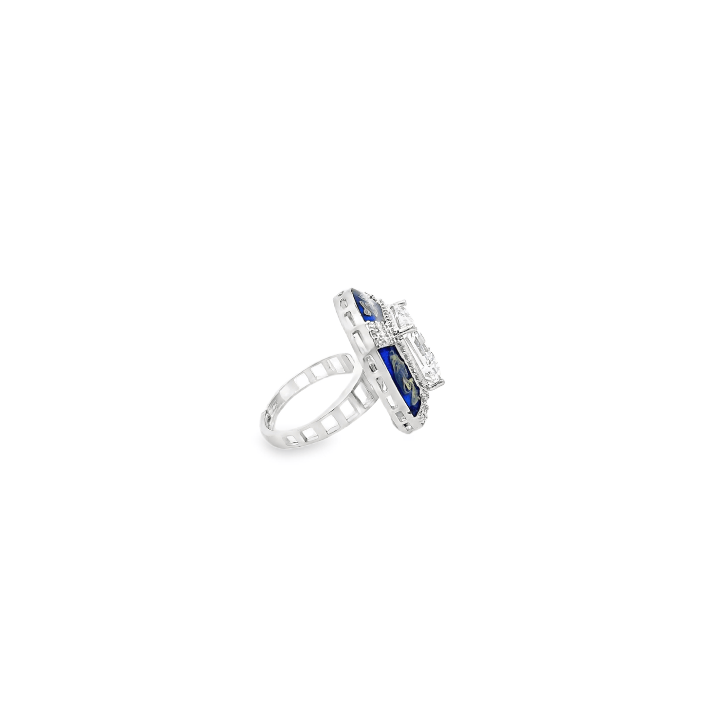 Elegant Blue and Silver Ring