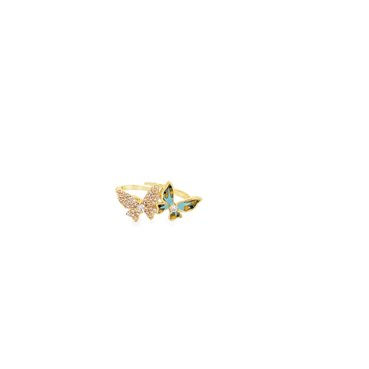 Elegant Gold Twin Butterfly Ring