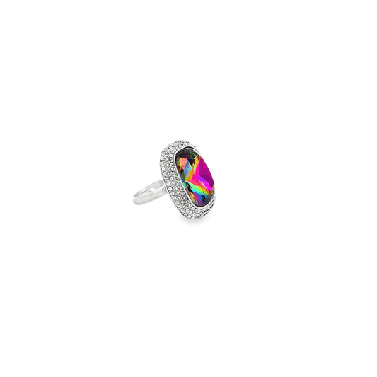 Vibrant Rainbow Crystal Ring