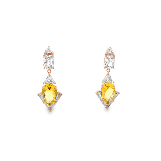 Elegant Yellow and Clear Earrings