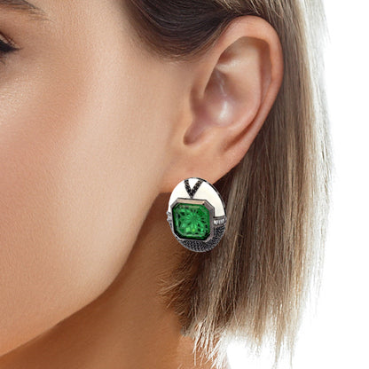 Elegant Green Gemstone Earrings