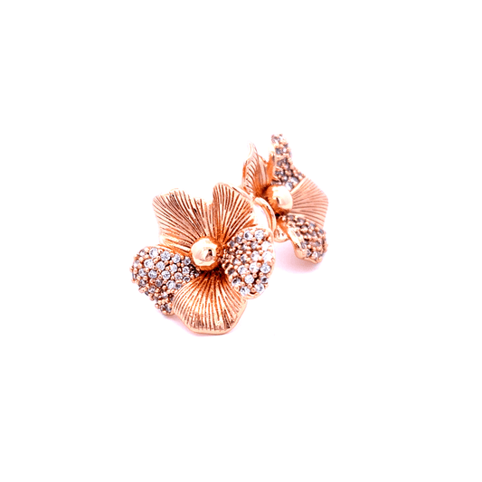 Gold Stud Earrings with Round Brilliant Cut Diamonds