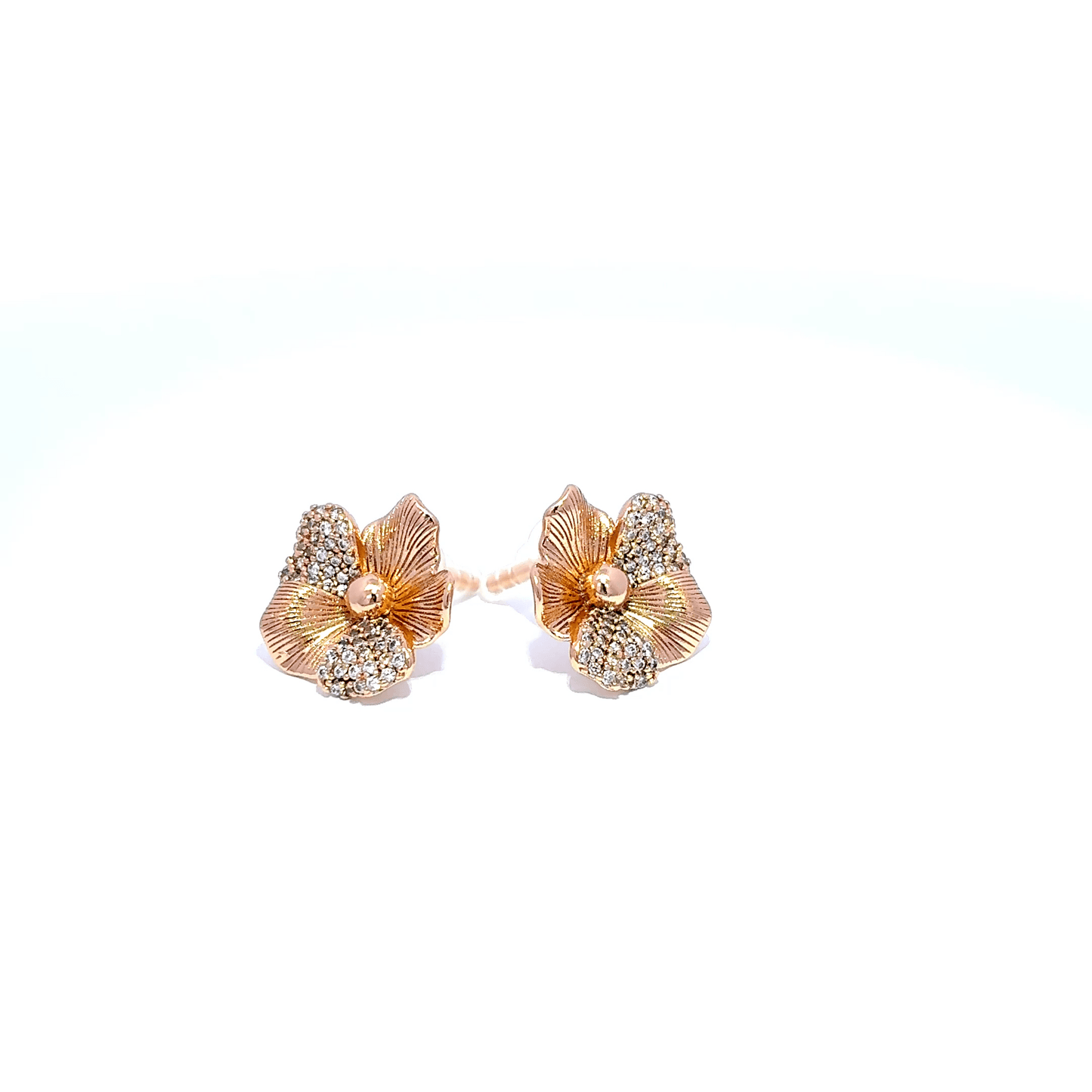 Gold Stud Earrings with Round Brilliant Cut Diamonds