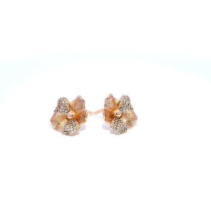 Gold Stud Earrings with Round Brilliant Cut Diamonds