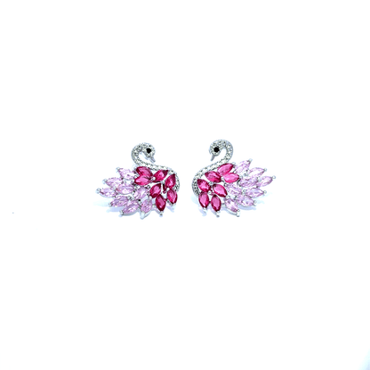 Elegant Pink Swan Studs
