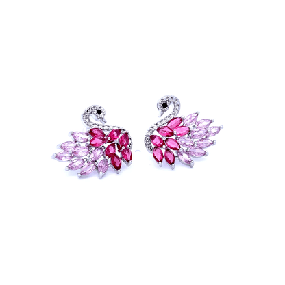Elegant Pink Swan Studs