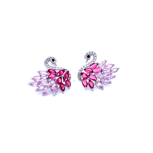 Elegant Pink Swan Studs