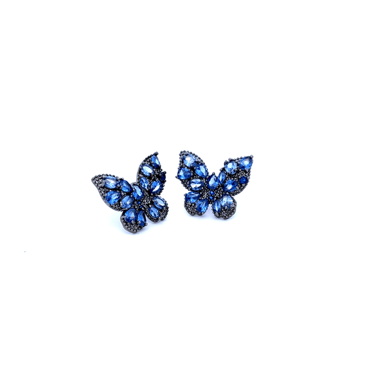 Royal Blue Sapphire Butterfly Stud Earrings