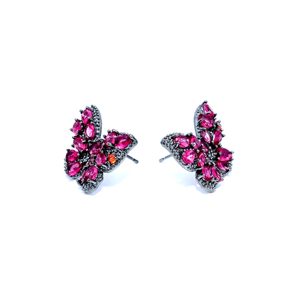 Classic Ruby Cluster Stud Earrings