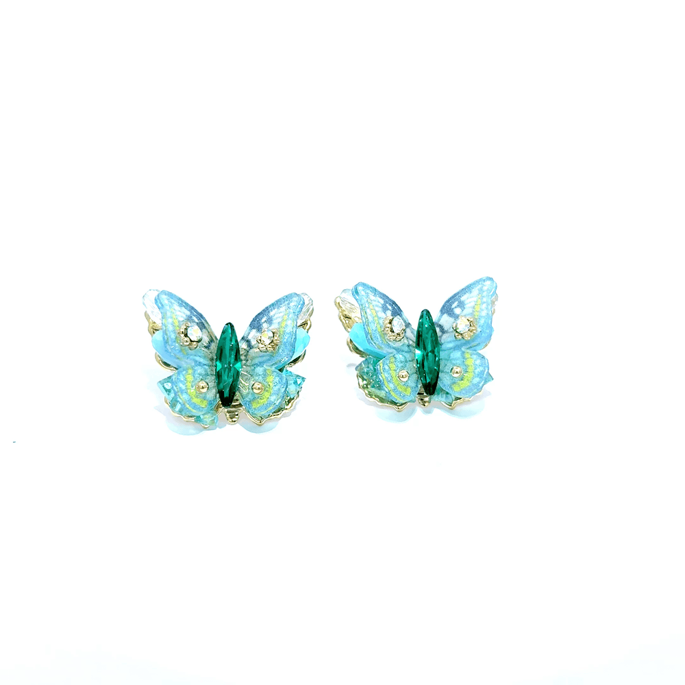 Gold Stud Earrings with Cabochon Emeralds