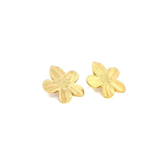 Floral Gold Stud Earrings