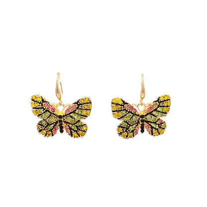 Gold Dangle Earrings with Citrine Cabochon Gemstones