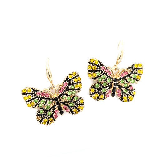 Gold Dangle Earrings with Citrine Cabochon Gemstones