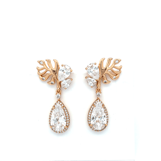 Gold Drop Earrings with Pear Cut Diamonds