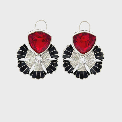 Elegant Red Crystal and Black Necklace
