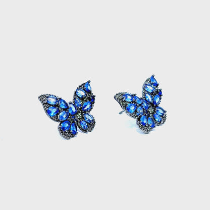 Royal Blue Sapphire Butterfly Stud Earrings